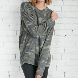 Express oversized camo crew neck sweatshirt